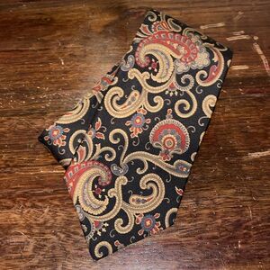 Vintage Burberrys of London retro Brown black red paisley sewn silk neck tie